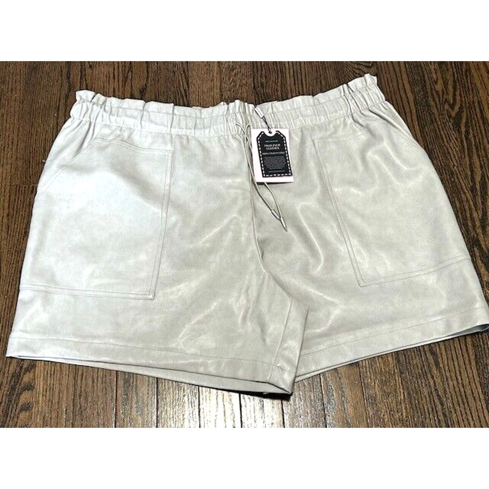 Avec Les Filles Faux Leather High Waisted Drawstring Light Gray 2X NWT